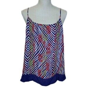 NWT BCBGenerations Multicolor Adjustable Strap Cami Top w/Back Detail Size L